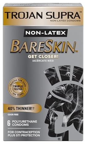 Trojan Supra Non-Latex Bareskin Lubricated Condoms, 6 ct