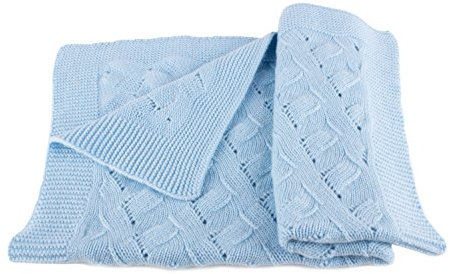 Love Cashmere Boys' Luxury 100% Cashmere Baby Blanket - Baby Blue - hand made in Scotland