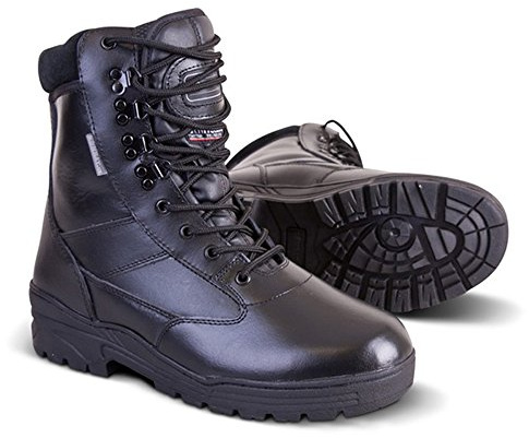 New Mens Army Military Combat Full All Leather Army Patrol Work Hiking Cadet Boot Black (UK 9)