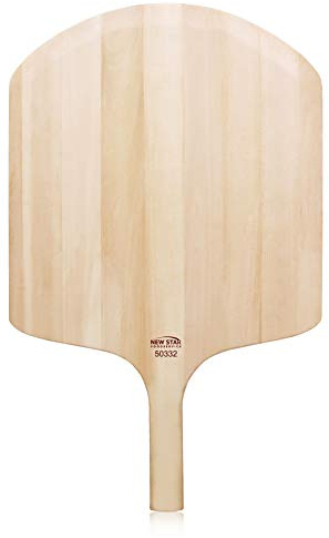 New Star Foodservice 50332 Restaurant-Grade Wooden Pizza Peel, 18 L x 16 W Plate, with 8 L Wooden Handle, 26 Overall Length