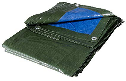 VERDELOOK | Telo Occhiellato Multiuso in Polietilene, 4x4 m, Verde/Blu, Telo per Coperture, Impermeabile, 100 g/mq