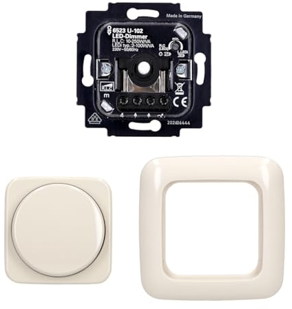 Komplett-Set BUSCH-JAEGER, LED-Drehdimmer -cremeweiß/elektroweiß- -Duro 2000-