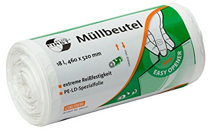 Lot de 50 sacs poubelle DEISS FIRST Plus, blancs, 18 l