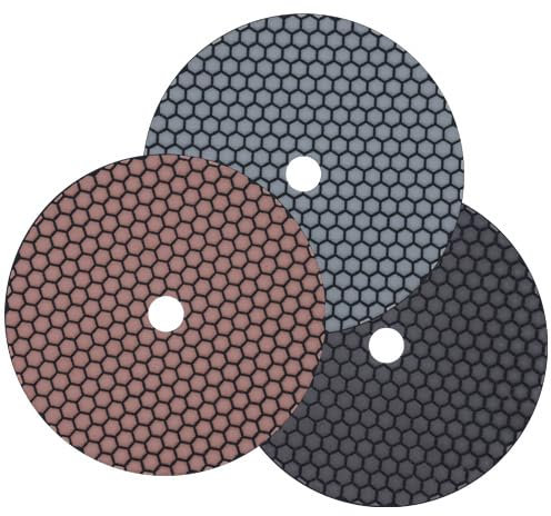 Profi Diamant-Schleifpad-Set für Trockenschliff von EDW 125mm Körnung 1500-3000 - Polierer Klettaufnahme für Naturstein Granit Feinsteinzeug Fliesen Keramik Kunststein Glas Marmor