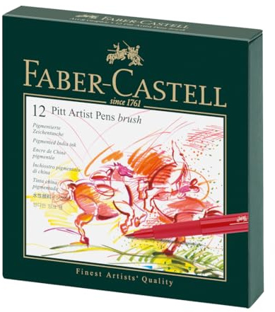Faber-Castell 167146 - Tuschestift Pitt Artist Pen B, Atelierbox 12er