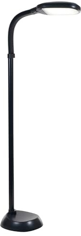 Lavish Home Adjustable LED Floor Lamp with Bendable Neck - Full Spectrum Natural Sunlight LED Lamp for Bedroom and Living Room - Reading, Craft, and Esthetician Light (Black)