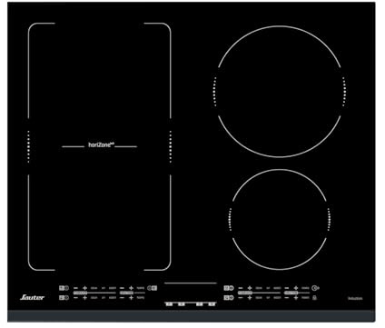 Table de Cuisson Induction SAUTER - 4 foyers - L60 x P51cm - SPI4664B - 7200W - Revetement verre - Noir