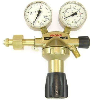 Rhöna Flaschendruckminderer Argon/Co2 bis 200 bar Eingangsdruck, Arb.-Manom.10/16 bar, Ausg. 1/4?
