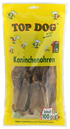 TOP Dog Kaninchenohren ohne Fell, getrocknet (100 g), Kauartikel, Natur-Kausnack, 100% Natürlich
