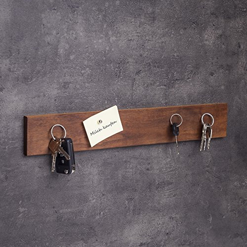 WOODS Schlüsselbrett Holz magnetisch I Schlüsselablage I magnetische Messerleiste I Wanddekoration aus Holz handgefertigt in Bayern I Schlüssel Aufhänger Home I Schlüsselhalter (Nussbaum, 45cm)