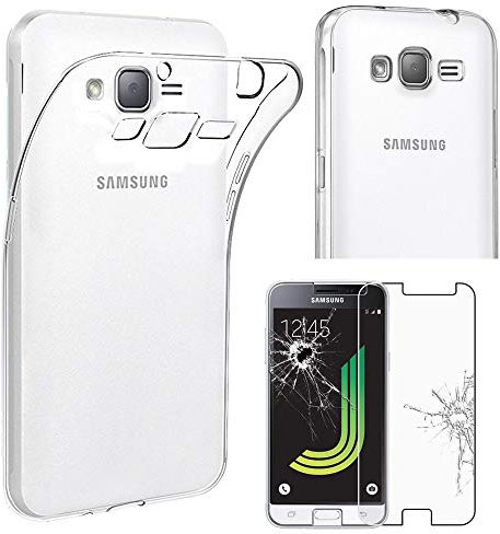 ebestStar - Hülle für Samsung Galaxy J3 2016 SM-J320F, Silikon Handyhülle Cover, Klar TPU Schutzhülle, Slim Handy Case, Transparent + Panzer Schutz Glas