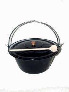 troph-e-shop Set Gulaschkessel Gulaschtopf 22 Liter Emaille + Deckel + Gratis Kochlöffel