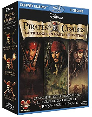 Coffret Pirates des Caraïbes - La trilogie : La malédiction du Black Pearl + Le secret du coffre maudit + Jusqu'au bout du monde [Blu-ray] [FR Import]