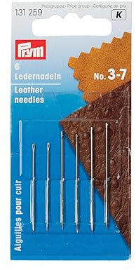 Prym 131259 Ledernadel, 6 Stück, silberfarbig (No 3-7), Silber