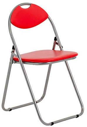 Harbour Housewares Padded Folding Chair Red - Metal Frame Seat with Cushioned Backrest Easy Store Compact Design Durable Office, Dining, Bedroom or Event Seating Max Load 114kg