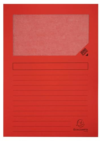 Exacompta - Réf. 50105E - Carton de 400 chemises à fenêtre Forever® 120 g/m² - couleurs vives - chemises 100% recyclées et certifiées Ange Bleu - dim 22 x 31 cm pour A4 - couleur rouge