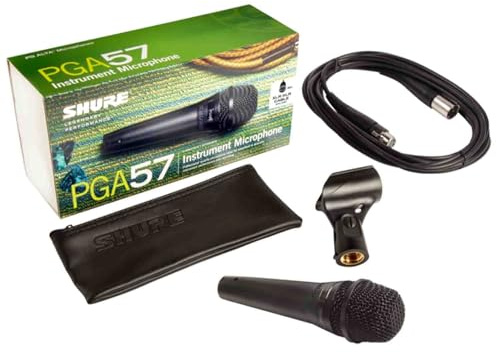 Shure PGA57 Dynamisches Instrumentenmikrofon mit Nierencharakteristik, inkl. XLR-Kabel Schwarz PGA57-XLR