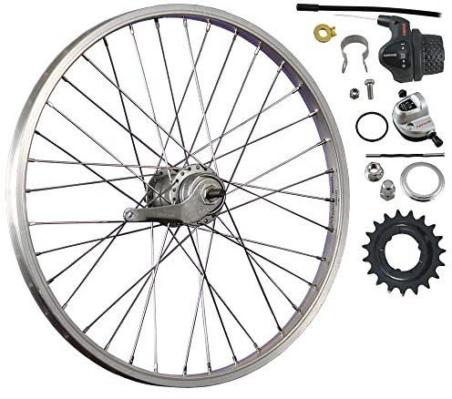 Ruota posteriore da 20 pollici, cerchio in alluminio, cambio al mozzo Shimano Nexus Inter-3, Freno a contropedale - Argento