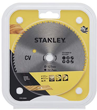 STANLEY STA10000-XJ - Hoja cromada ø 127x12.7 mm. 80 dientes. Corte fino y a contra veta de madera blanda y contrachapado.