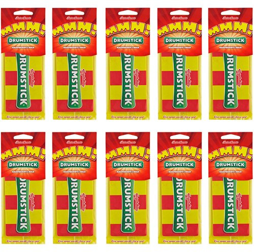 10 x Retro Sweets Car Air Freshener - Drumstick: Raspberry & Milk