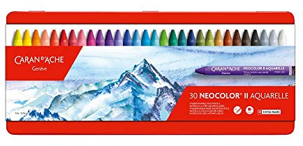 Caran d'Ache Classic Neocolor II Water-Soluble Pastels, 30 Colors