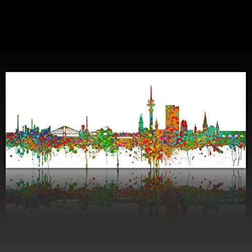 Kunstbruder Hamburg Wandbild Hamburg Punkt Skyline (div. Grossen) - Kunst Druck auf Leinwand 80x200cm