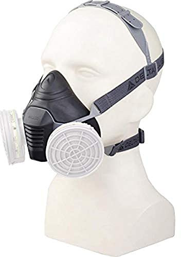 Delta plus - Semi-mascara de Termoplástico (TPE) Ref. M6200 JUPITER - Uso con 2 filtros (no incluidos)- Color: Negro / Gris