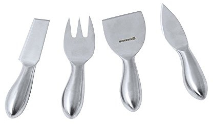 Swissmar 4-Piece Petite Cheese Knife Set Stainless Steel Knives for Cutting, Slicing & Serving Soft, Hard & Aged Cheeses – Includes Cheese Fork, Plane, Knives Ergonomic, Gift Boxed, Dishwasher Safe