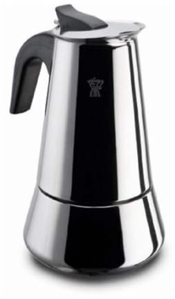 PEZZETTI, Steelexpress Caffettiera 6 Tazze in Acciao Inox, Manico Ergonomico Resistente al Calore, Adatta a Tutti i Piani Cottura, Adatta ai Piani Induzione
