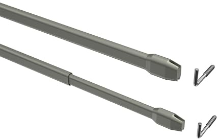 INTERDECO Vitragestangen ausziehbar, Scheibenstangen mit Schraubhaken aus Metall und Kunststoff, Silber-Grau, für Scheibengardinen und Kurzgardinen, Typ 2011011, 2 Stück, 100-180 cm