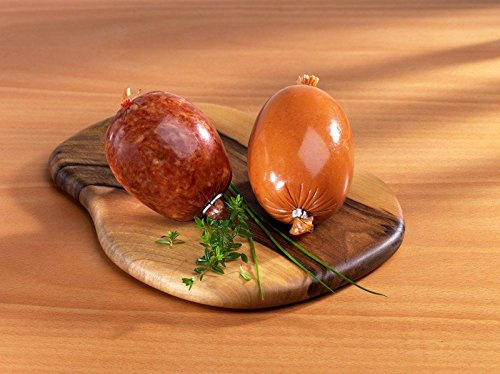 Eine feine Aalrauchmettwurst Kugel | ca. 250g | Delikate Wurstspezialität mit zartem Raucharoma (rechts im Bild)