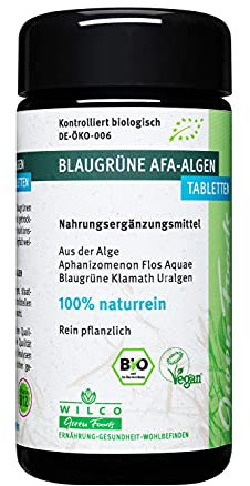 WILCO Bio AFA Algen 150 Presslinge - 100% naturreines Nahrungsergänzungsmittel für körperliche Fitness und ein gesteigertes Wohlbefinden
