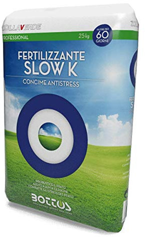 Concime Fertilizzante per Prato Bottos Slow K 13-5-20 + 2,5 MgO - 25 Kg
