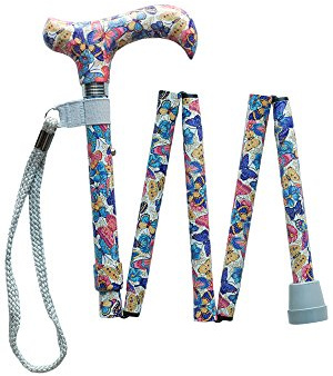 Handbag Sized Folding Walking Stick - Butterfly