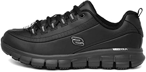 Skechers Women's Sure Track - Trickel Work Shoes,Black Leather,7 UK
