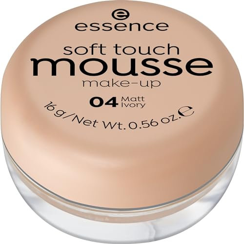 essence Soft Touch Mousse Make-Up, Foundation, No. 04 Matt Ivory, Nude for Combination Skin, for Blemished Skin, Matte, Vegan, Perfume, Alcohol-Free (16 g)