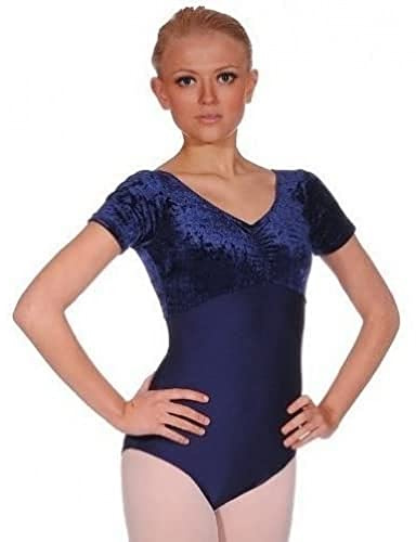Roch Valley Teresa dam gymnastikdräkt, kortärmad velour nylon/lycra S marinblå