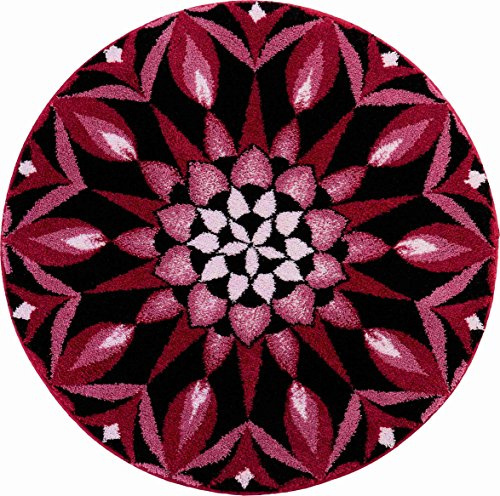 Grund Badteppich 100% Polyacryl, ultra soft, rutschfest, ÖKO-TEX-zertifiziert, 5 Jahre Garantie, KRAFT DES AUGENBLICKS, Badematte 80 cm rund, bordeaux