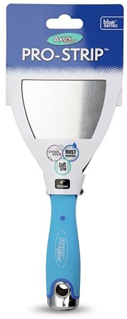 Axus Decor Pro-Strip Scraper (Blue Series) Wallpaper Scraper for Removing Paint and Wallpaper, Ideal for Professional & DIY Projects, Stainless Steel Blade & Rubberized Handle - 4 Inch/ 100mm