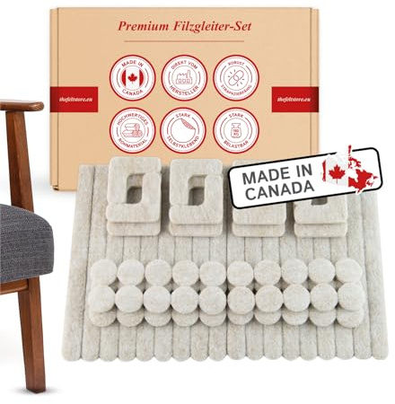 Vielseitiges Filzgleiter Set, 74 Stück, Selbstklebend, 5mm Dick, Hellbraun – Universal Möbelschutz für Stühle und Tische, Robust und Langlebig - Made in Canada
