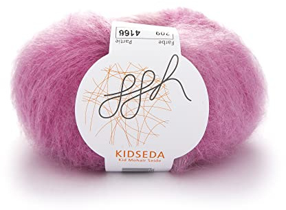 ggh Kidseda - Mohairwolle & Seide - 25g Wolle zum Stricken - leichte & hochwertige Wolle mit Farbverlauf - Farbe 209 - Rosameliert