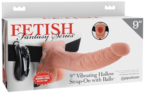 Pipedream Fetish Fantasy Series 9 Vibrating Hollow-Strap-On with Balls, Light & Black, 24x5,6 cm