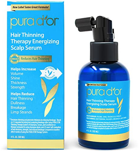 PURA D'OR Siero rivitalizzante energizzante per il cuoio capelluto, infuso con olio di argan biologico, biotina e ingredienti naturali, 100 ml