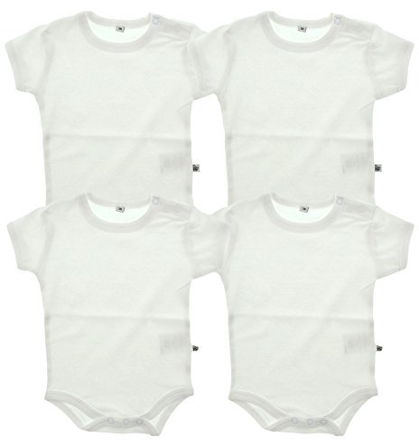 PIPPI Unisex Baby Body SS AO-printed (4-pack) Formender Body, White, 68