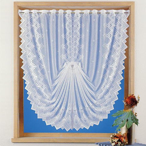 heimtexland Gardine Scheibengardine Fensterbild Jacquard Country Cottage HxB 145x128 cm in weiß - Deko Schwalbenschwanz - Vorhang in geprüfter Qualität - Ökotex …auspacken, aufhängen, fertig! Typ86