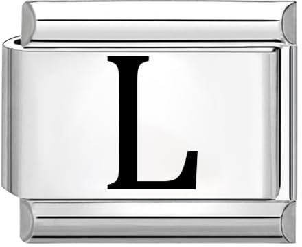 Quiges - 9mm Laser geätzt Italian Style Modul Edelstahl Alphabet Buchstabe L für Italienische Armbänder