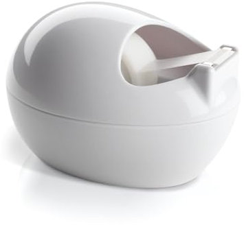 Scotch Dispensador de cinta diseñado por Karim Rashid blanco+ Scotch Magic Cinta adhesiva, 1 rollo de 19 mm x 7,5 m