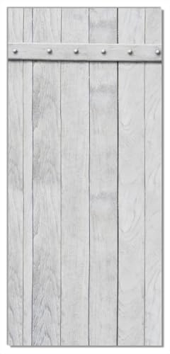 Wallario Selbstklebende Türtapete Graue Holztür - Türposter 93 x 205 cm Abwischbar, rückstandsfrei zu entfernen