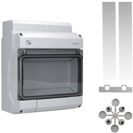 Hensel KV PC 9109 Kleinverteiler, 9 Module, IP65, Aufputz, wetterfest | Sicherungskasten für Outdoor & Feuchtraum, 1-reihig, UV- & sturmbeständig, mit FIXCONNECT & Zubehörfach