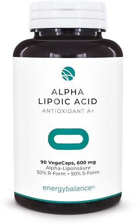 EnergyBalance Alpha-Liponsäure - Kapseln mit Antioxidantien - Thioctsäure - für Vegetarier - Vegan, Glutenfrei - 90 VegeCaps à 600 mg